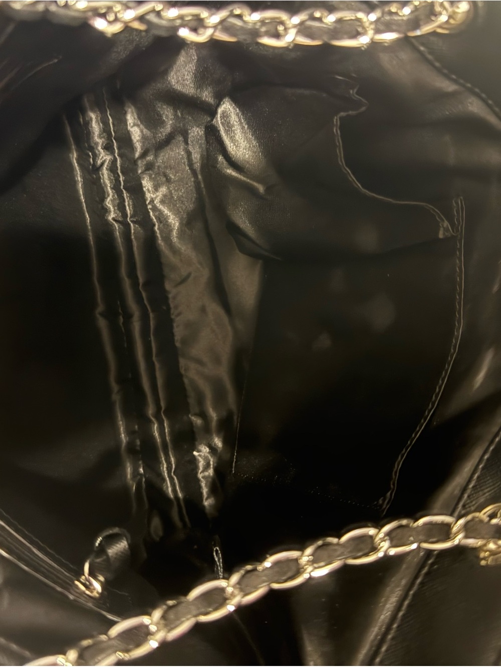 DKNY Quilted Leather Shoulder Bag Black with Silver Hardware Moto Luxe City - Picture 9 of 9